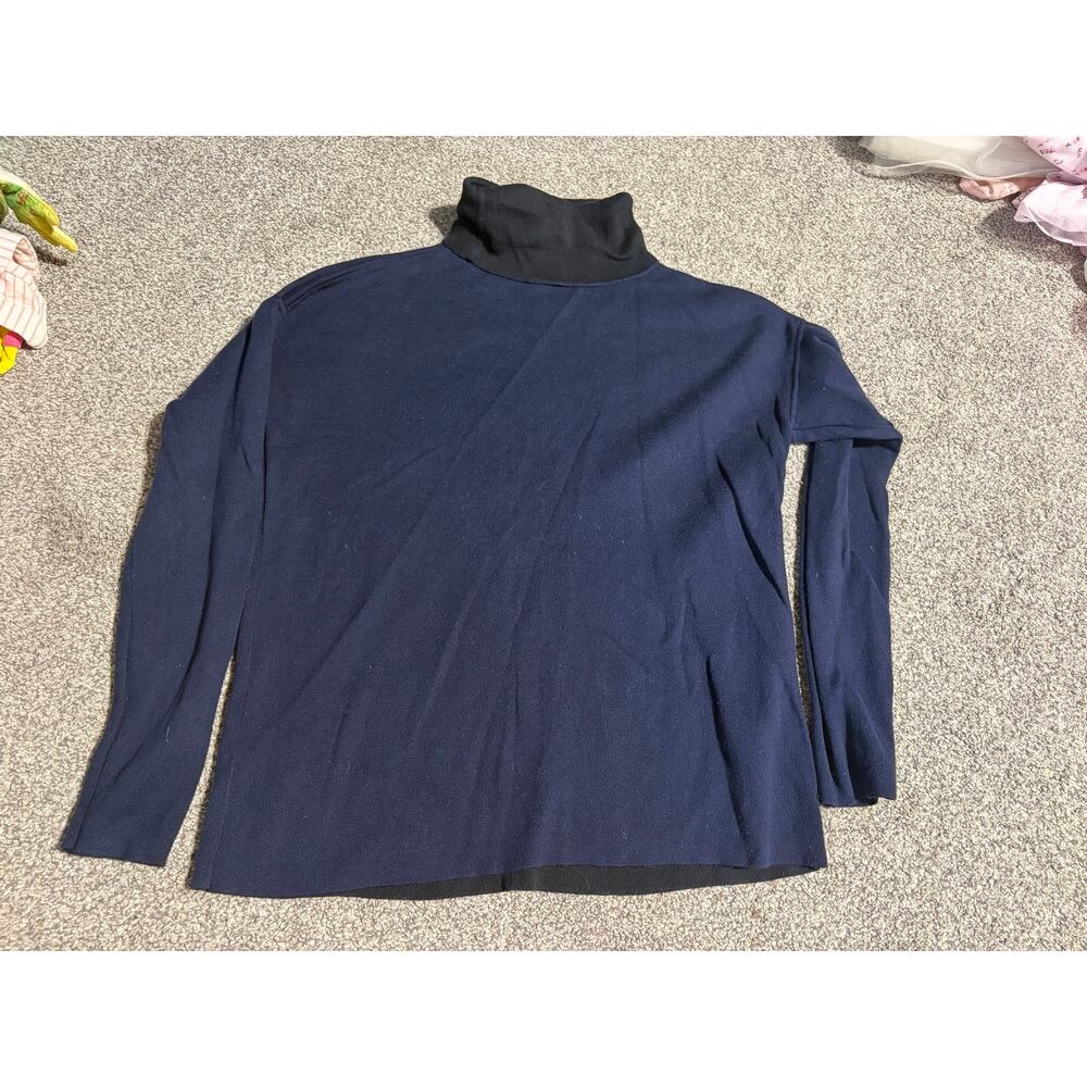 Everlane womens small navy and black double layer turtleneck